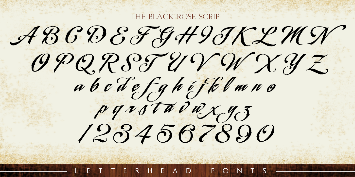 LHF Black Rose Script Script Shadow Font preview